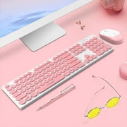 WQJNWEQ Wireless Keyboard and Mouse Combo Retro Round Keycap Ultra Thin Quiet 2.4GHz Retro Key Board for Laptop